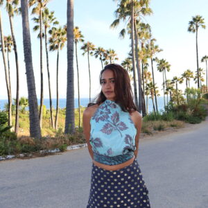 Elephant Grey Dotted Mini Skirt