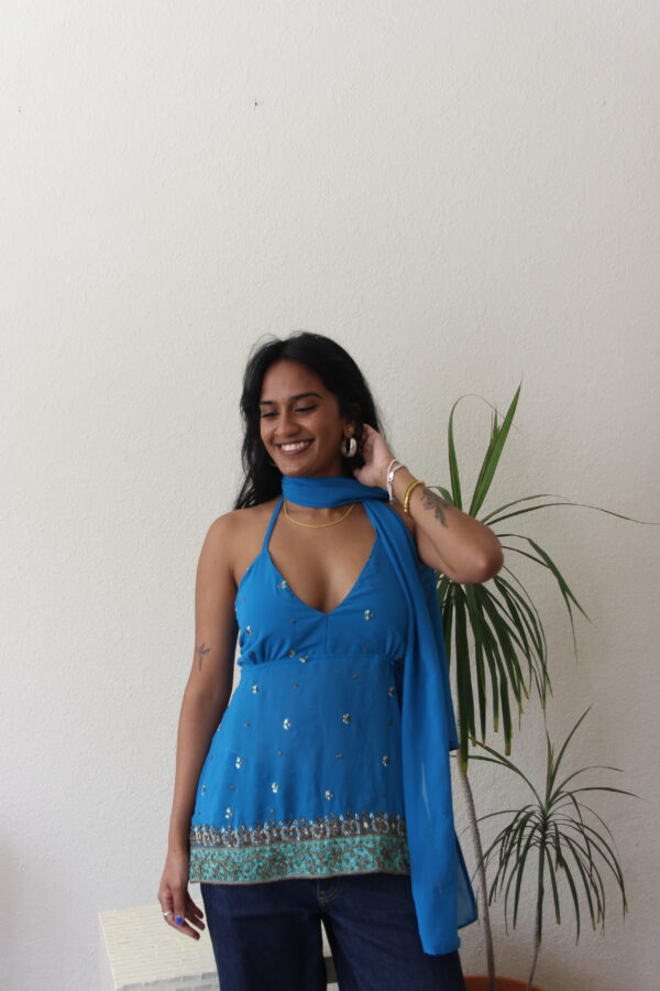 Embroidered Halter Top w/ dupatta