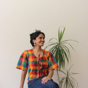 Madras Plaid Tie-up Top